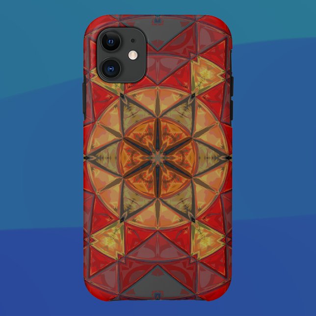 Coques Case-Mate iPhone Mosaic Mandala Fleur Rouge Bleu et Jaune (Créateur téléchargé)