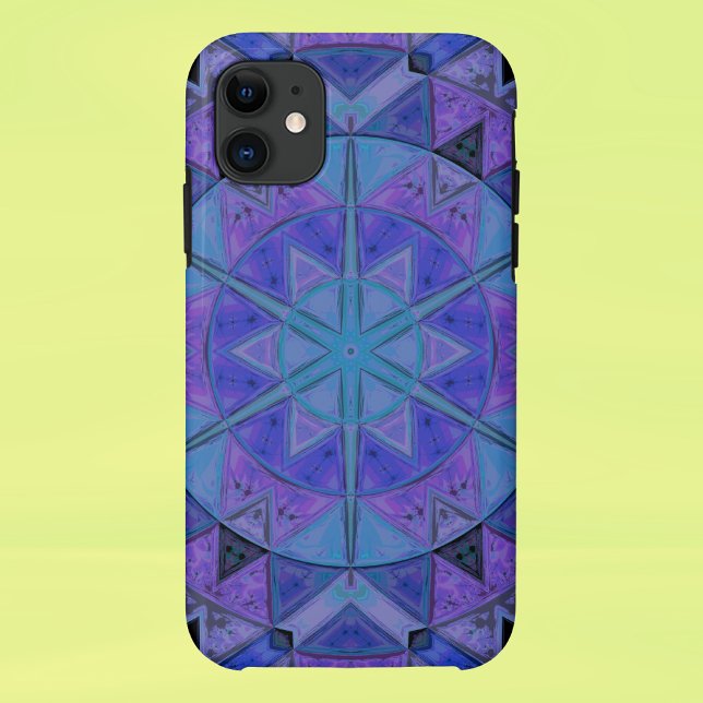 Coques Case-Mate iPhone Mosaic Mandala Flower bleu et violet (Créateur téléchargé)
