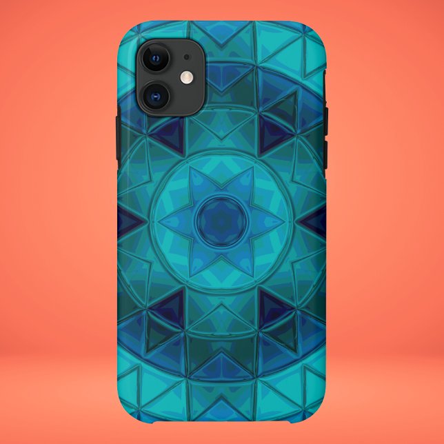 Coques Case-Mate iPhone Mosaic Mandala Flower Blue (Créateur téléchargé)