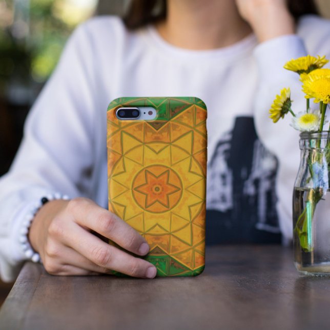 Coques Case-Mate iPhone Mosaic Mandala Flower vert et jaune (Créateur téléchargé)