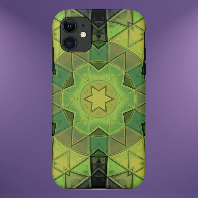 Coques Case-Mate iPhone Mosaic Mandala Flower vert jaune et noir (Créateur téléchargé)