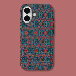 Coque Pour iPhone 16 Mosaïque ancienne modèle géométrique floral