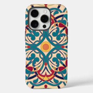 Coque iPhone 16 Pro Mosaïque andalouse minimale, Mandala-Motif