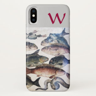 COQUE Case-Mate iPhone MOSAÏQUE ANTIQUE DE POISSONS, MONOGRAMME DE LA VIE
