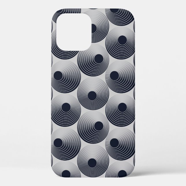 Coques Case-Mate iPhone Mosaïque argent-noir : texture des anneaux concent (Verso)