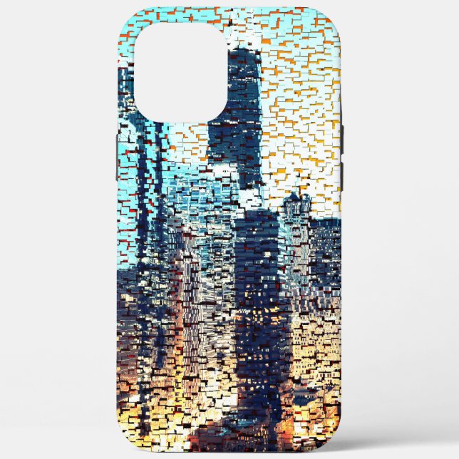 Coques Case-Mate iPhone Mosaïque bleue de grande ville construite (Verso)