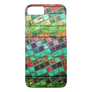 Coque iPhone 7 Mosaïque colorée Motif bois look #15