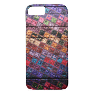 Case-Mate iPhone Case Mosaïque colorée Motif bois look #16