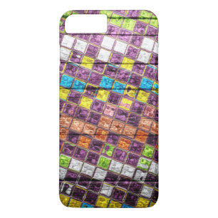 Coque iPhone 8 Plus/7 Plus Mosaïque colorée Motif Bois Look #4