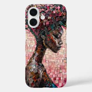 Coque Pour iPhone 16 Mosaïque de carreaux représentant une fille noire