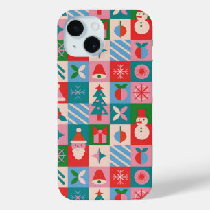 Coque Case-Mate iPhone Mosaïque d'icônes de Noël joyeuses✨Grille de fêtes