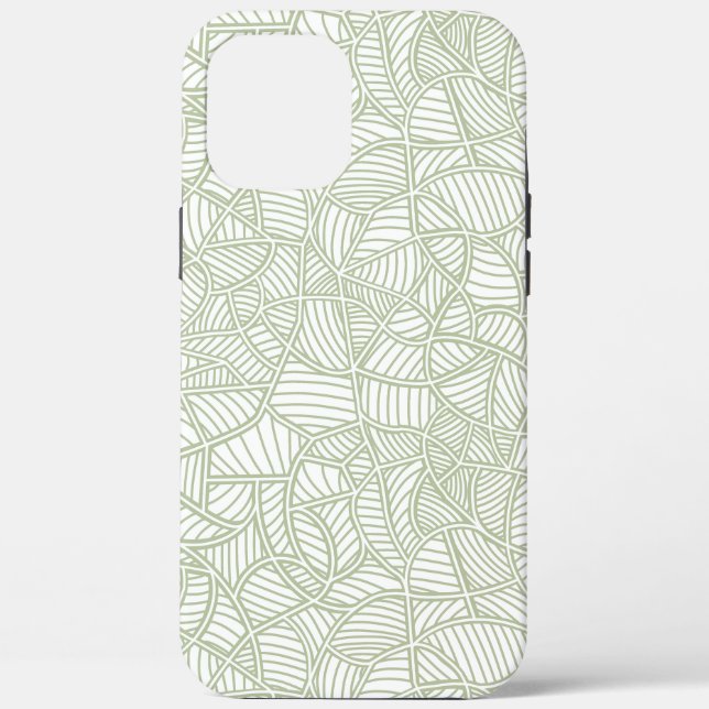 Coques Case-Mate iPhone Mosaïque feuille aléatoire vert pâle (Verso)