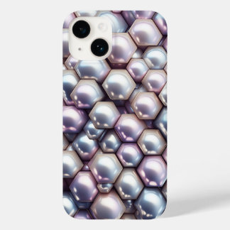 Coque Case-Mate iPhone Mosaïque géométrique en 3D iridescent perle hexago