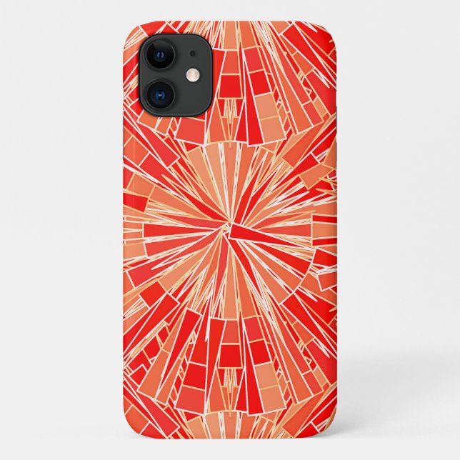 Coques Case-Mate iPhone Mosaïque géométrique moderne, Coral Orange (Dos)