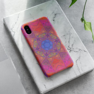 Case-Mate iPhone Case Mosaïque Kaleidoscope Fleur Bleu rose et jaune