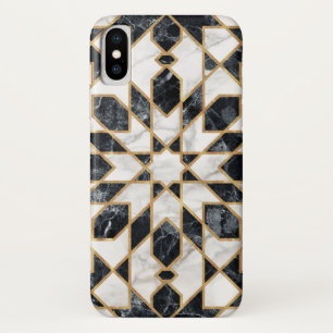 Case-Mate iPhone Case Mosaïque marocaine noire et Marbre blanc