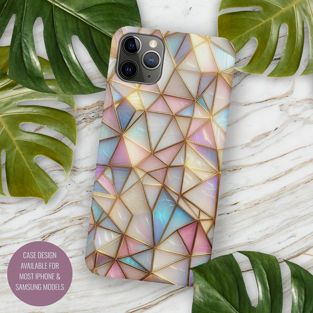 Coques Case-Mate iPhone Mosaïque polygonale en verre iridescent faux de lu (Créateur téléchargé)