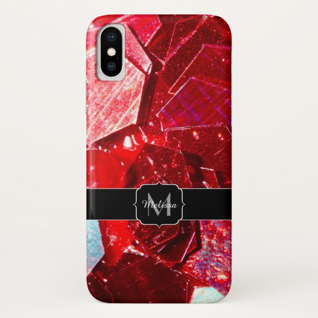 Coques Case-Mate iPhone Mosaïque rouge abstrait brillant parties scintilla (Dos)