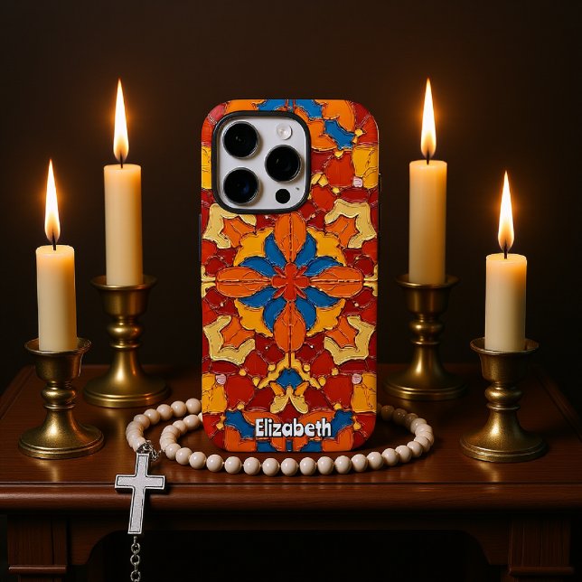 Coques Case-Mate iPhone Mosaïque rouge et jaune Abstrait (Créateur téléchargé)