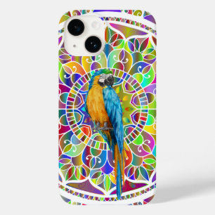 Coque Case-Mate iPhone Mosaïque Tropicale – Mandala d'Ara Bleu et Or