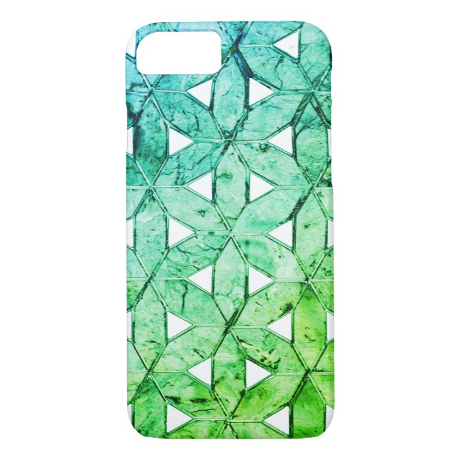 Coques Case-Mate iPhone Mosaïque verte aquamarine | fleur de vie (Dos)