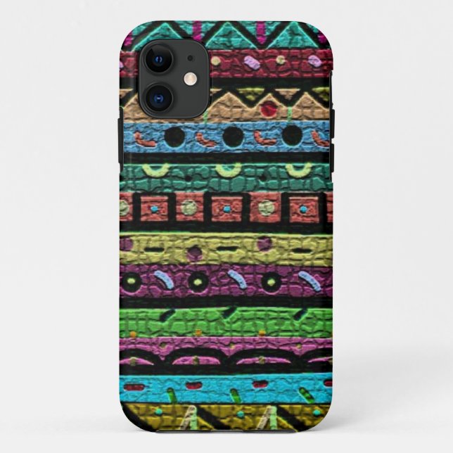 Coques Case-Mate iPhone Mosaïque verte au néon (Dos)