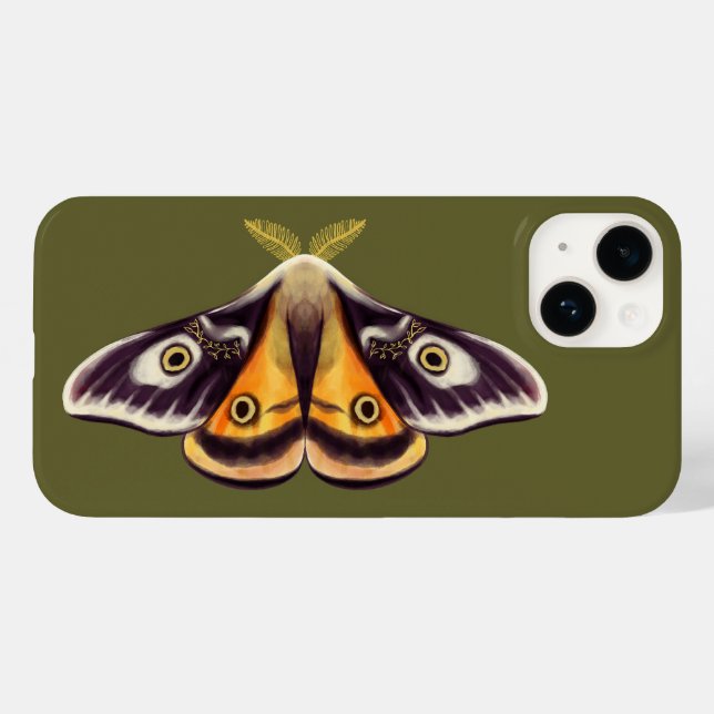 Coques Case-Mate iPhone Moth Insect Art Goblincore Saturnia Witchy Green (Verso (horizontal))
