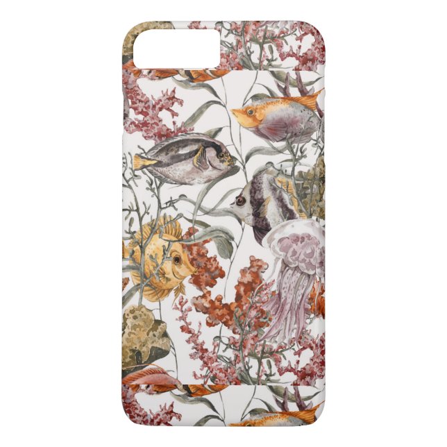 Coques Case-Mate iPhone Motif 2 de vie marine d'aquarelle (Dos)
