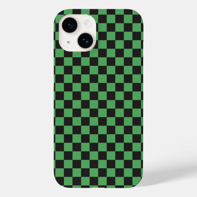 Coques Case-Mate iPhone motif à carreaux damier échecs vert noir (Verso)