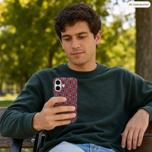 Coque Pour iPhone 16 Motif à carreaux de la silhouette de l'Alabama en