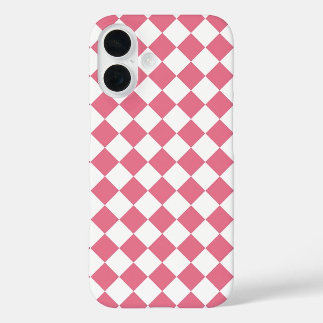 Coques Case-Mate iPhone Motif à carreaux diamant rose et blanc (Verso)