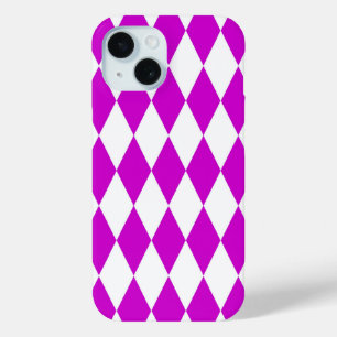 Coque Case-Mate iPhone Motif à carreaux en diamants Harlequin blanc viole