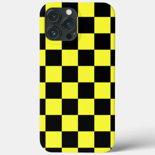 iPhone 13 Pro Max Coque Motif à carreaux jaune et noir cool