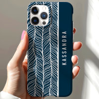 Motif à carreaux Navy et blanc avec nom personnali