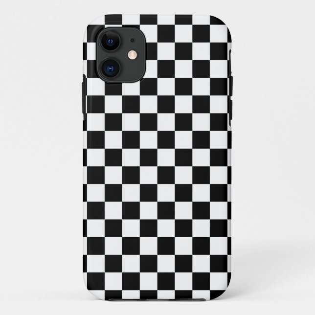 Coques Case-Mate iPhone Motif à carreaux noir et blanc (Dos)