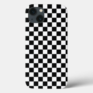 iPhone 13 Coque Motif à carreaux noir et blanc