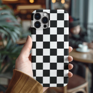 Coque Pour iPhone 16 Motif à carreaux noir et blanc moderne pour iPhone