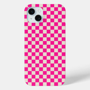 Coque Case-Mate iPhone Motif à carreaux rose vif et beige