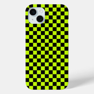 Coque Case-Mate iPhone Motif à carreaux vert acide et noir