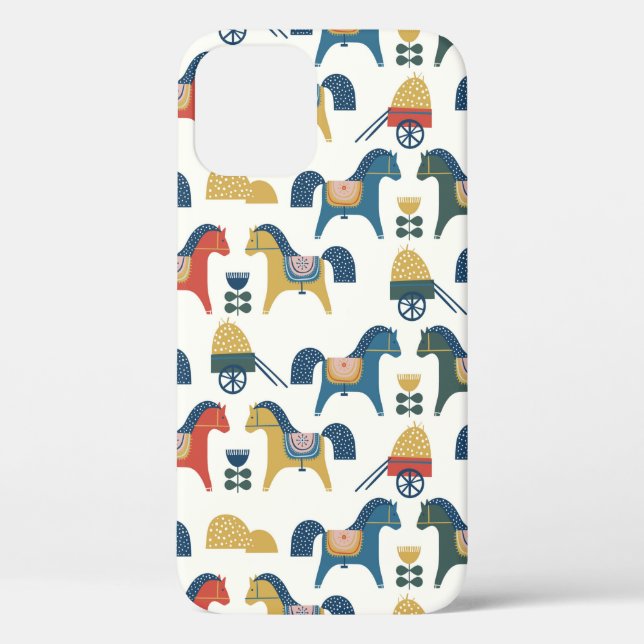 Coques Case-Mate iPhone Motif à cheval inspiré de l'art scandinave.  (Verso)