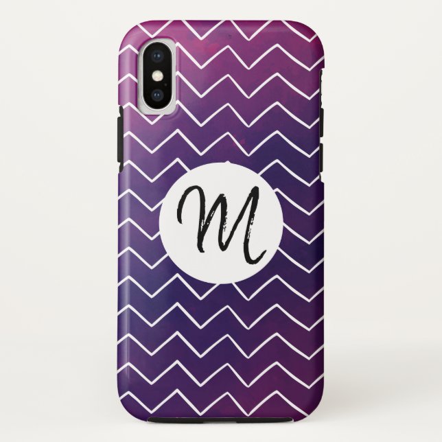 Coques Case-Mate iPhone motif à chevron - Script Monogramme (Dos)