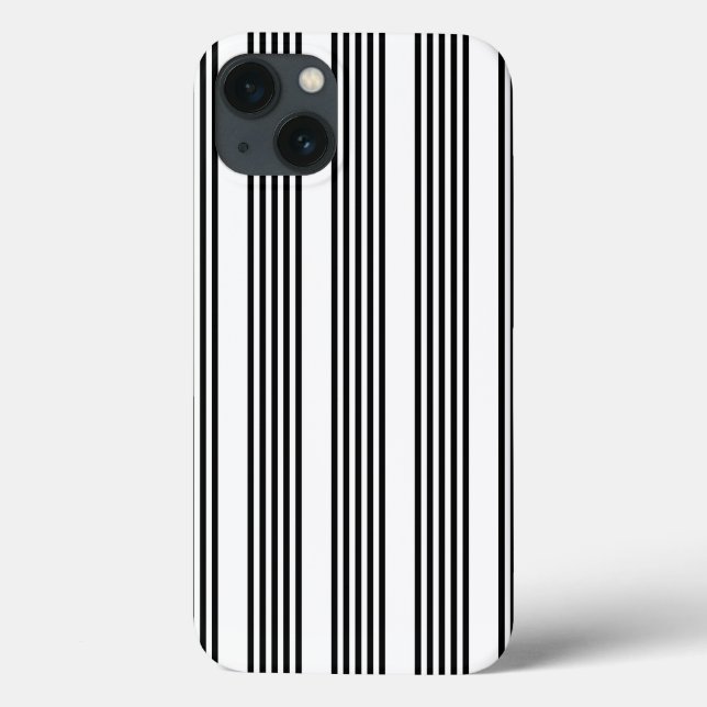 Coques Case-Mate iPhone Motif à cinq bandes noir et blanc (Verso)