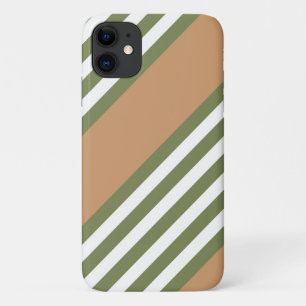 Case-Mate iPhone Case Motif à cinq bandes vert olive et blanc avec bronz