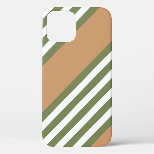 Coques Case-Mate iPhone Motif à cinq bandes vert olive et blanc avec bronz (Verso)