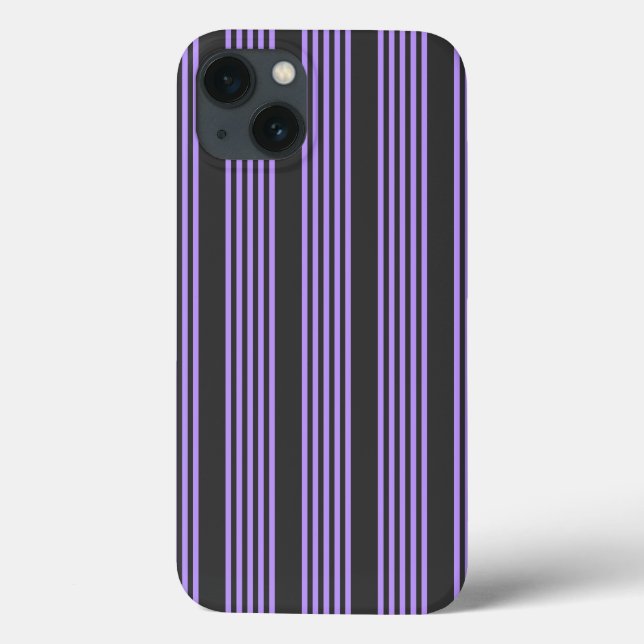 Coques Case-Mate iPhone Motif à cinq bandes violet et charbon de bois (Verso)