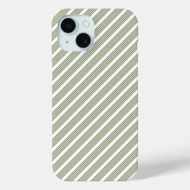 Coques Case-Mate iPhone Motif à cinq rayures vert olive et blanc (Verso)