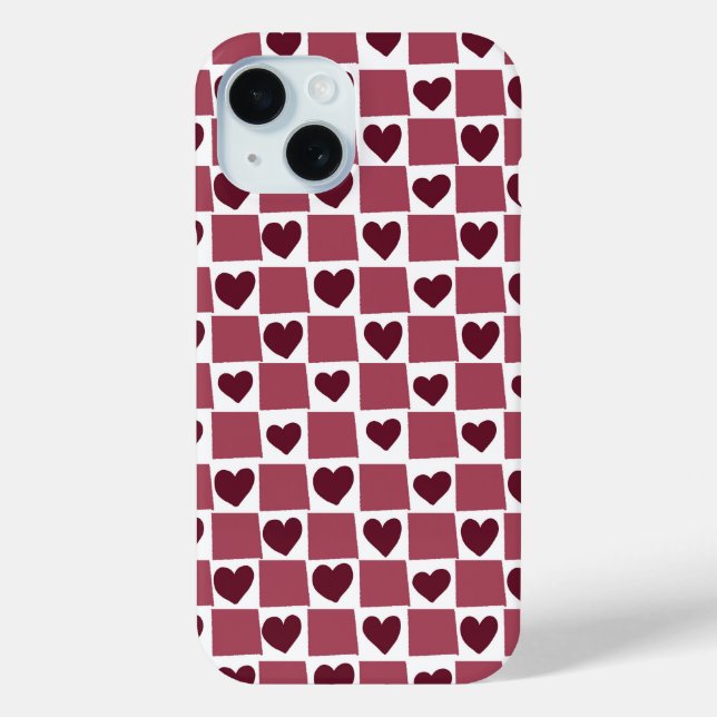 Coques Case-Mate iPhone Motif à damier à cœur rouge (Verso)