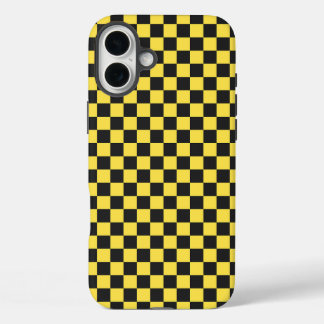 Coque Pour iPhone 16 Plus Motif à damier jaune et noir