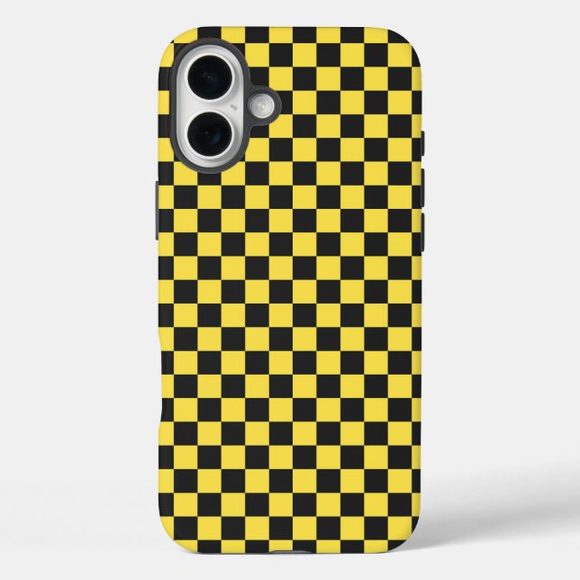 Coques Case-Mate iPhone Motif à damier jaune et noir (Verso)