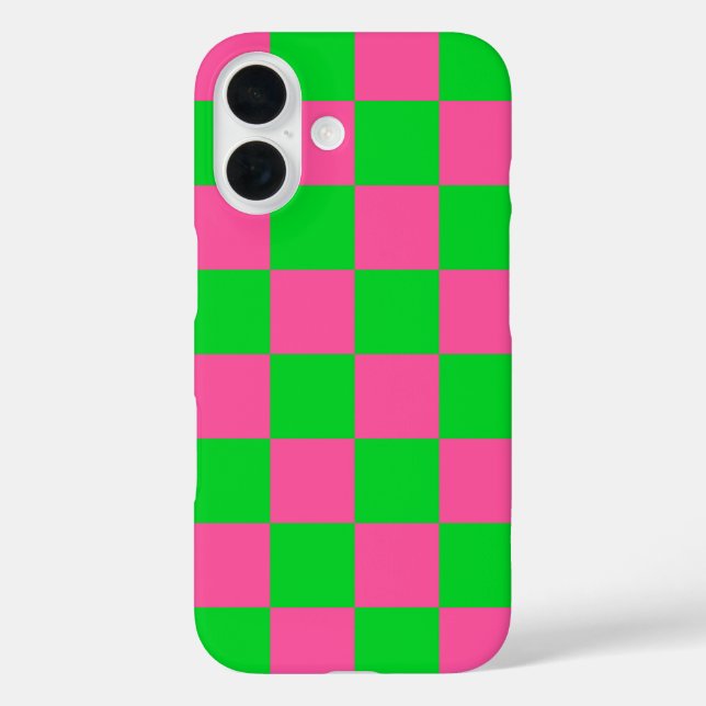 Coques Case-Mate iPhone Motif À damiers chèque rose vert (Verso)